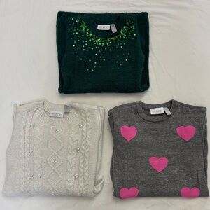 The 2 Children’s Place Girls Sweater Dresses Size 5/6 Hearts, Cable Knit Sequins